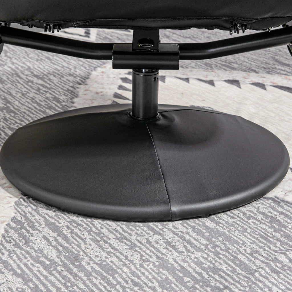 Poltrona relax con pouf in ecopelle nera