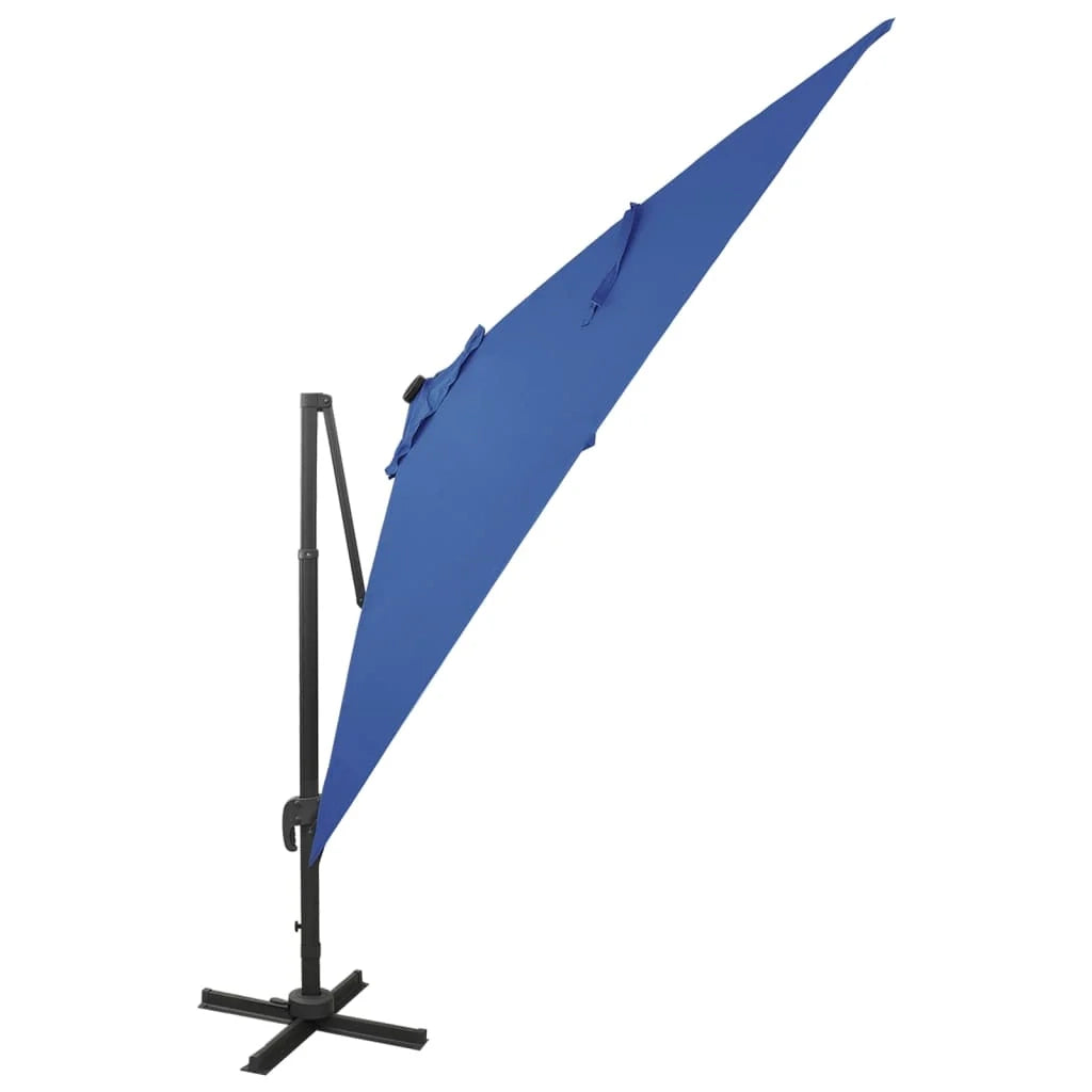 Ombrellone da giardino decentrato con palo e luci LED 300 cm azzurro 02_0008520