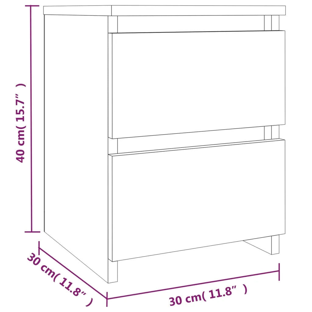 Comodini 2 pz rovere affumicato 30x30x40 cm in Legno Multistrato 815328