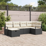 Set di divani con cuscino Nero e Crema polyrattan