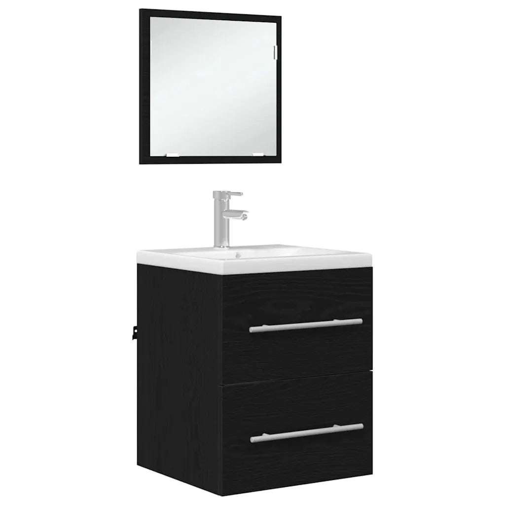 Set di mobili per il bagno con cassetto Nero 41 x 38,5 x 48 cm 875694
