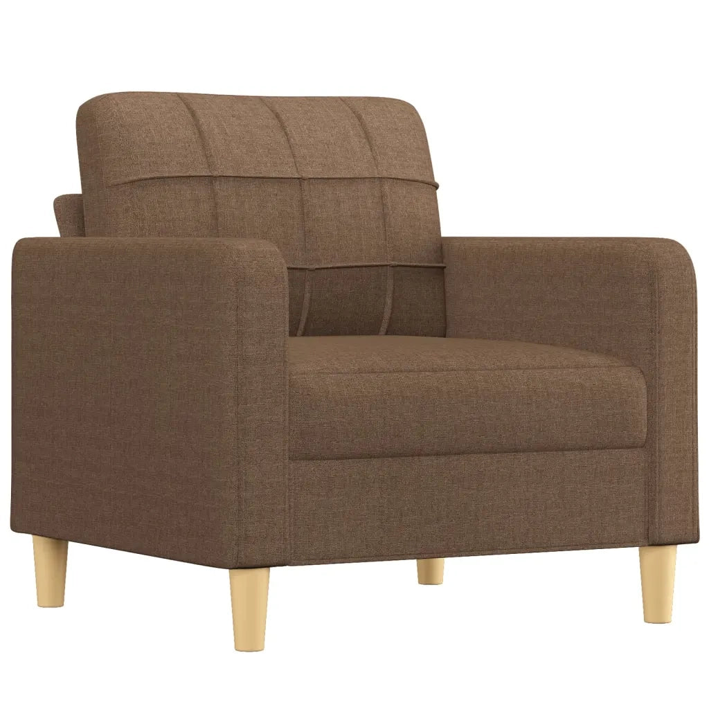 Set di Divani 4 pz con Cuscini Marrone in Tessuto