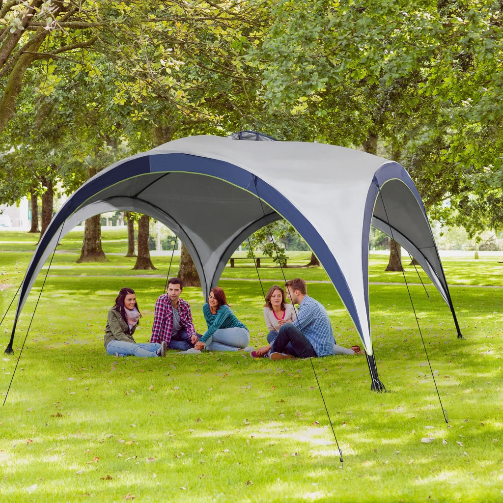 Gazebo da giardino ¨C Zephmum ¨C Poliestere crema e blu 4x4x2.5m