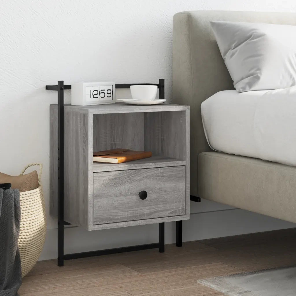 Comodino a Muro Grigio Sonoma 40x30x61 cm Legno Multistratocod mxl 106493