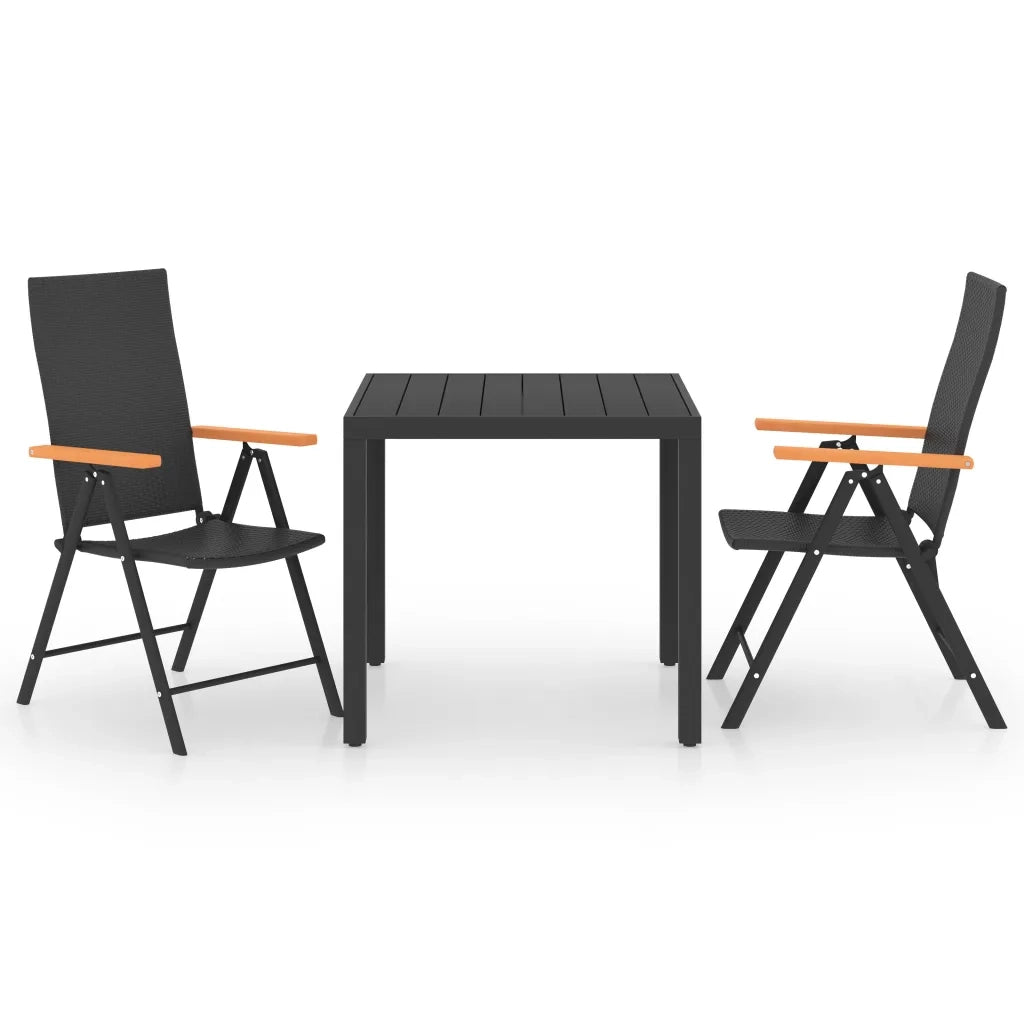 Set da Pranzo da Giardino 3 pz Nero e Marronecod mxl 72472