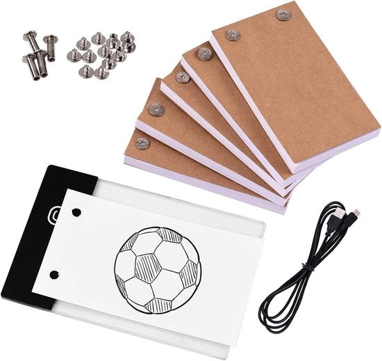 Kit di Flip Book con Set di Luce - Box di Illuminazione LED per Tablet - 300 Fogli di Carta da Disegno con Viti di Fissaggio per Disegnare - Attività Creative