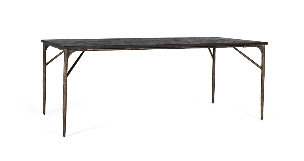 Tavolo da pranzo rettangolare in legno con gambe in bronzo 200 cm
