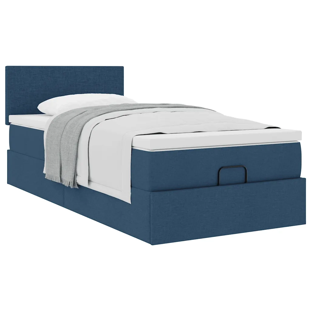Pouf Letto con Materasso Blu 90x200 cm in Tessuto 3311351
