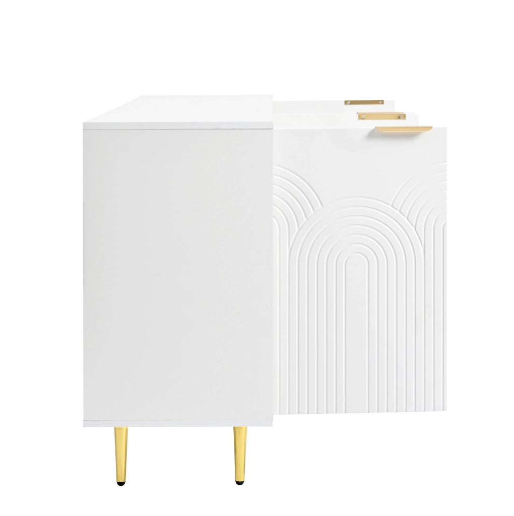 Credenza 4 ante bianca 160x40x80 cm con ripiani regolabili