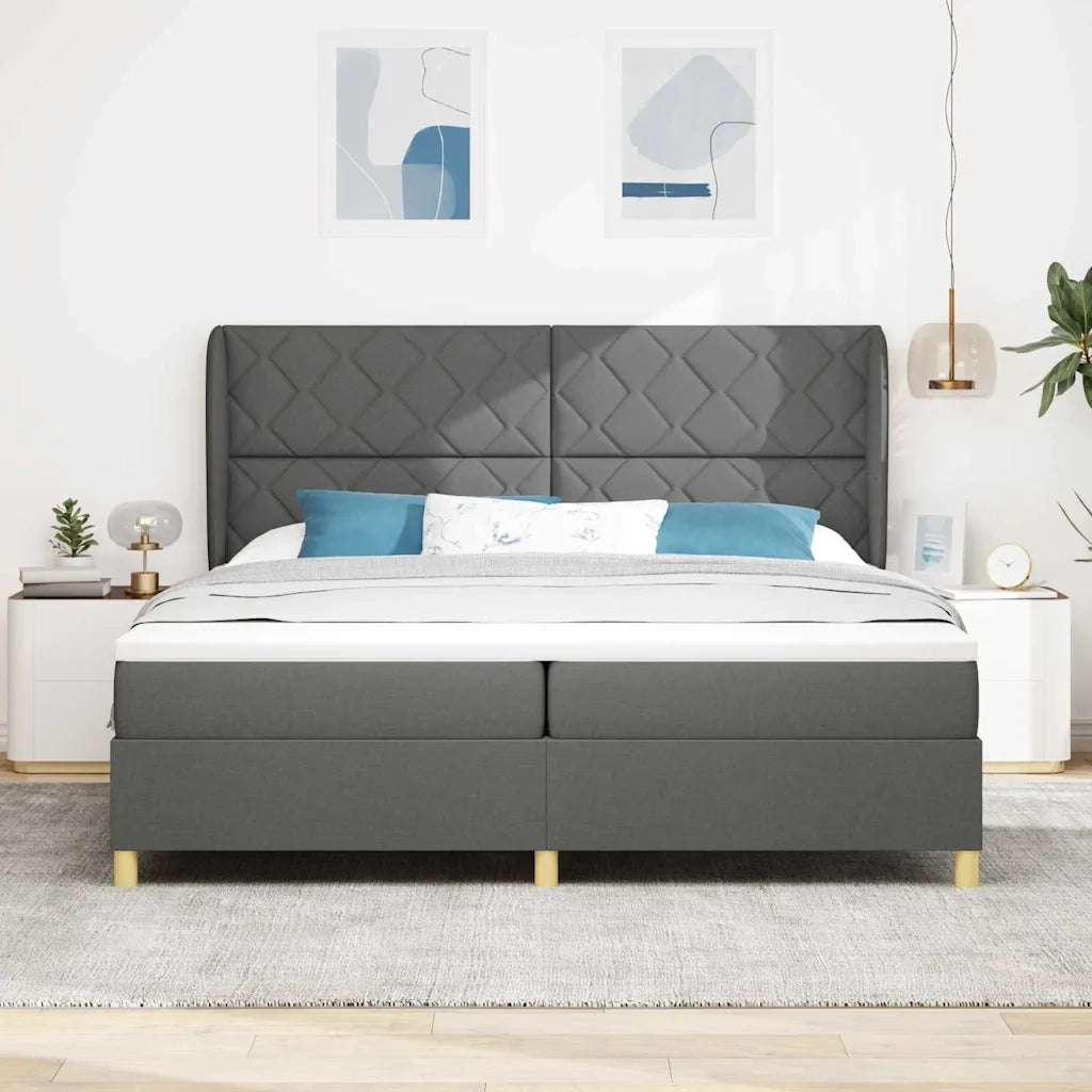 Letto a molle con materasso Grigio scuro 200 x 200 cm Tessuto 3340838