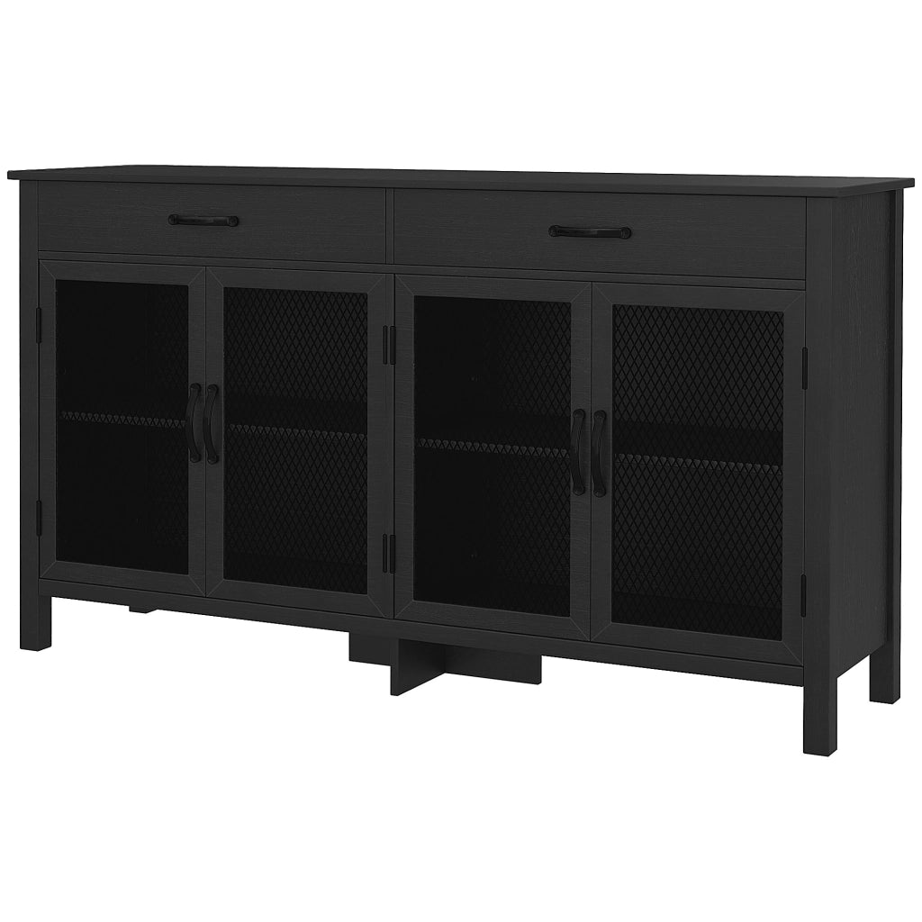 Armadio con ante scorrevoli e cassetti ¨C Zephmum ¨C Nero 150x40x85 cm