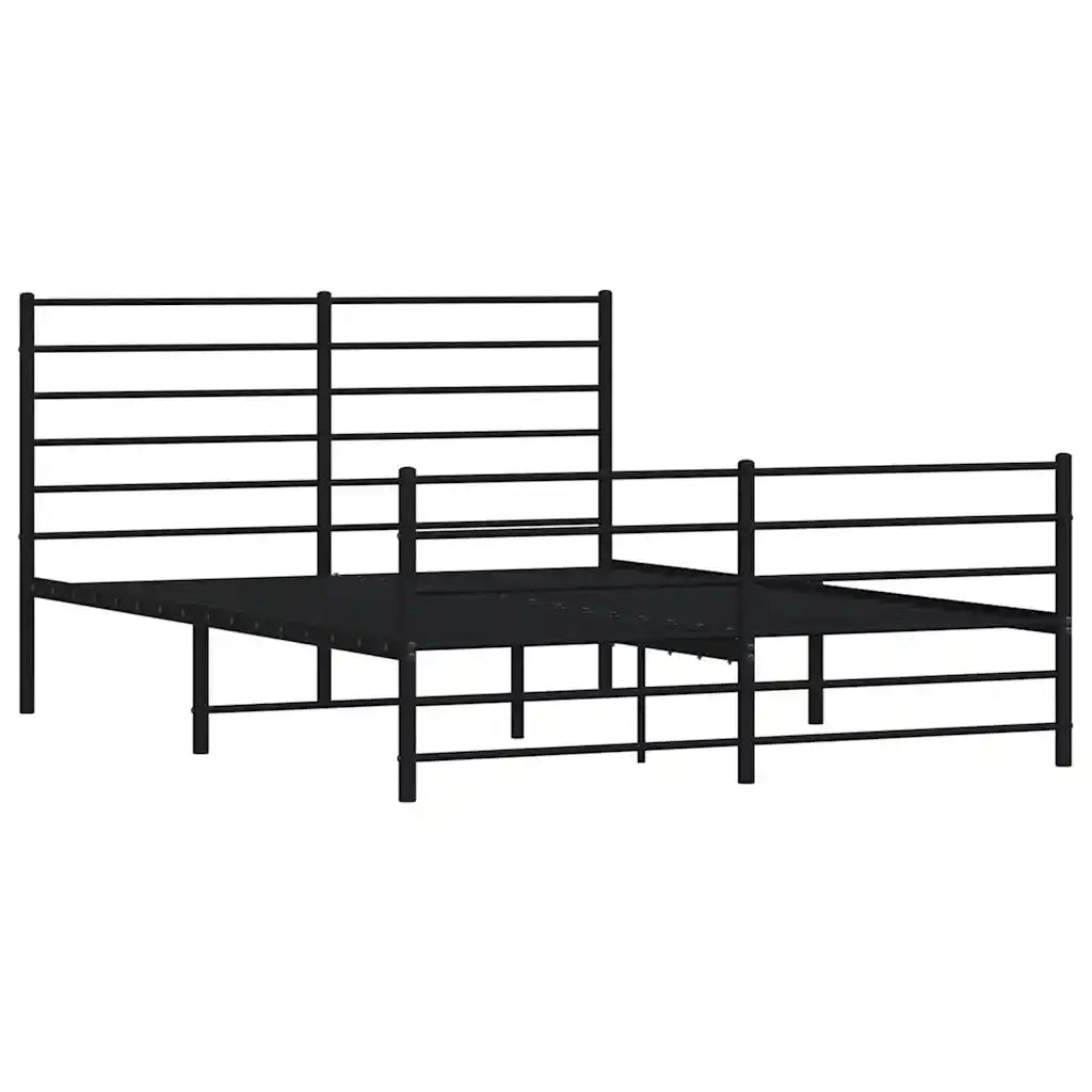 Giroletto con Testiera e Pediera-Struttura Letto Metallo Nero 140x190 cm 862576