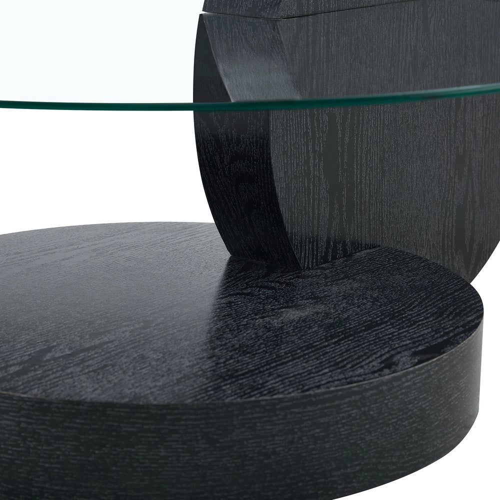 Tavolino da Caff¨¨ Multistrato ¨C MINIMAL ¨C Piano in Vetro Temperato, MDF, Design Moderno, Nero