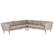 Divano angolare da esterno beige Poliestere Rivestito 5 Posti Divano da giardino Resistente all'acqua UV Design Moderno