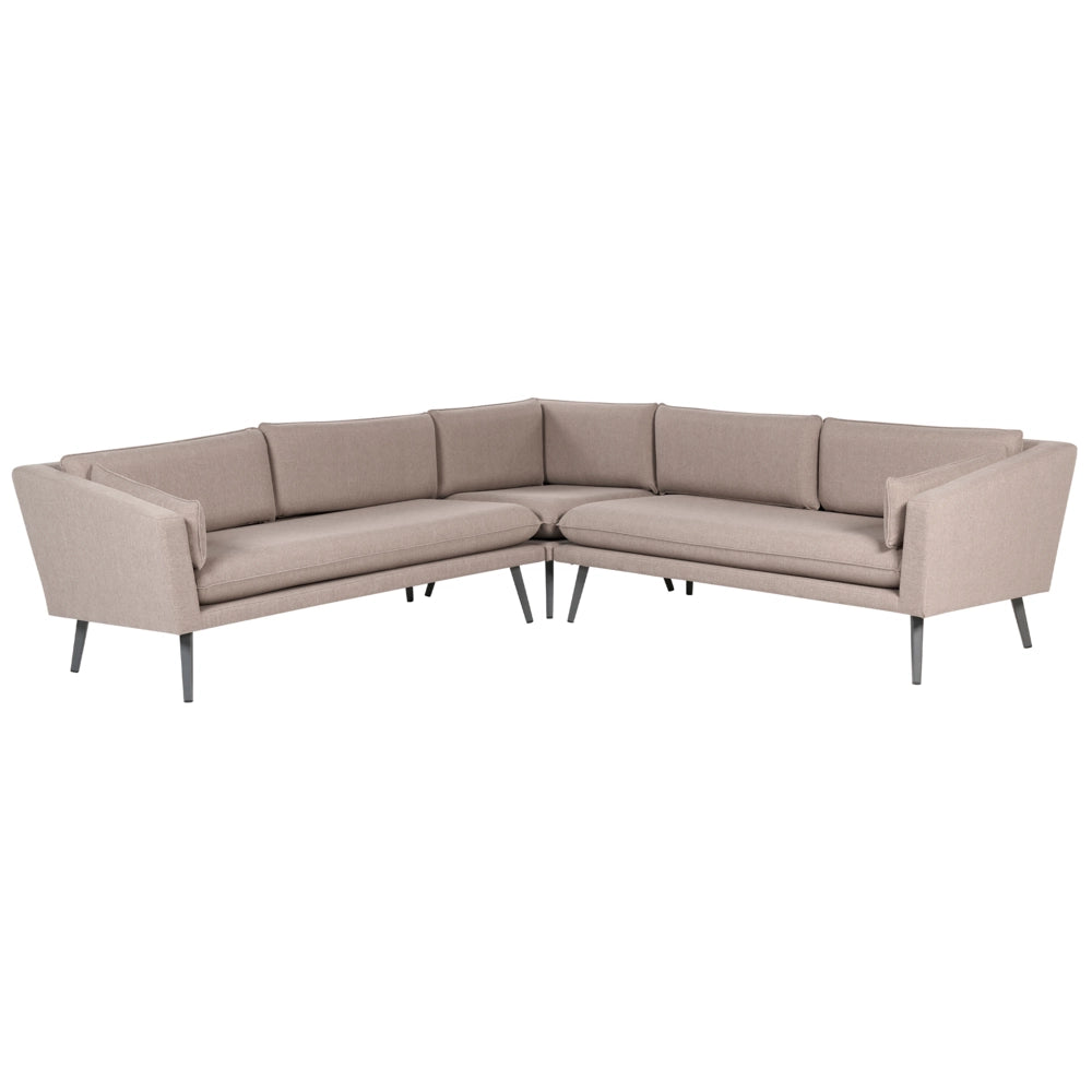 Divano angolare da esterno beige Poliestere Rivestito 5 Posti Divano da giardino Resistente all'acqua UV Design Moderno