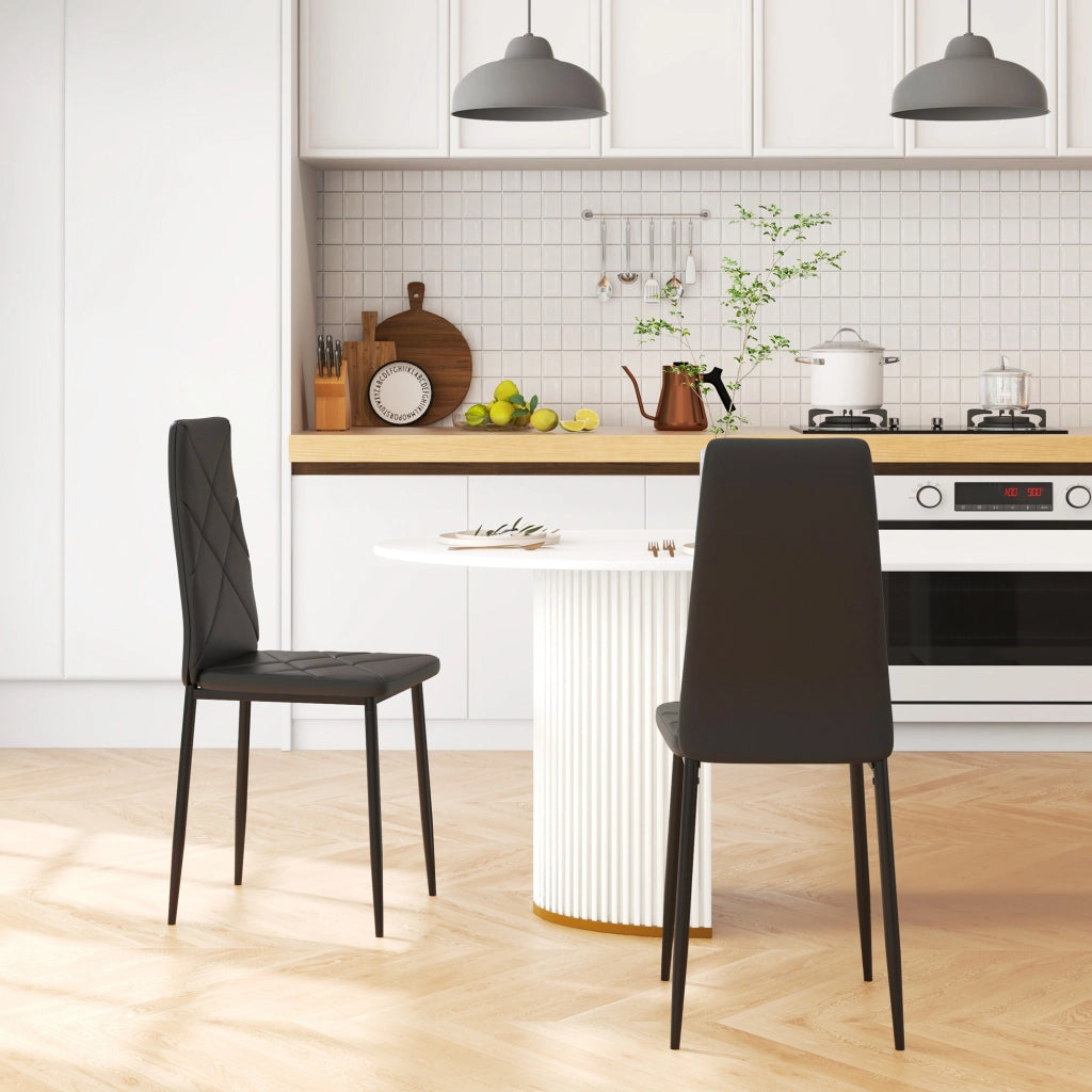Set di 2 Sedie da Pranzo Moderne con Schienale Alto in Similpelle e Acciaio ¨C Zephmum ¨C Nero 41x50x97 cm
