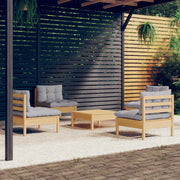 Set Divani da Giardino 5 pz con Cuscini Grigi Massello di Pino cod mxl 38633