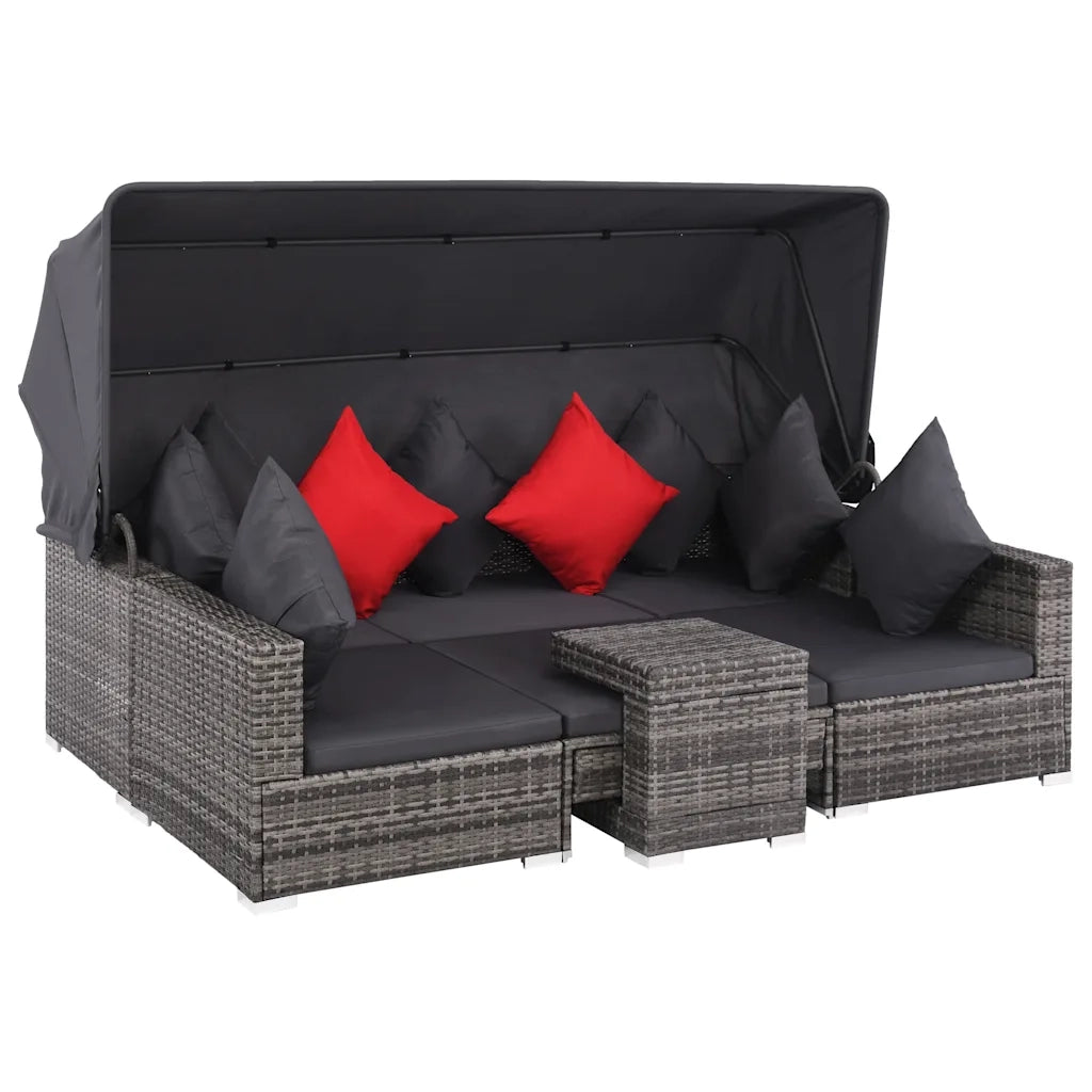 Set Divani da Giardino 7 pz con Cuscini in Polyrattan Grigio cod mxl 35557