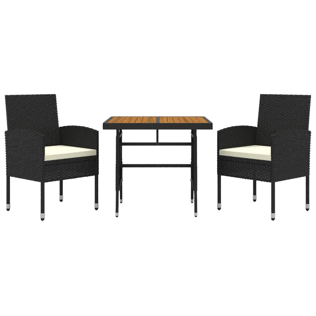 Set da Pranzo per Giardino 3 pz in Polyrattan Nero 3120088