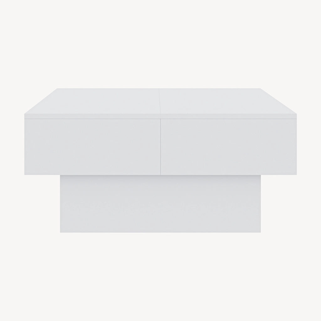 Tavolino Centrale Lens da Salotto con Piano Scorrevole 80 x 60 x 36 cm - Bianco [en.casa]