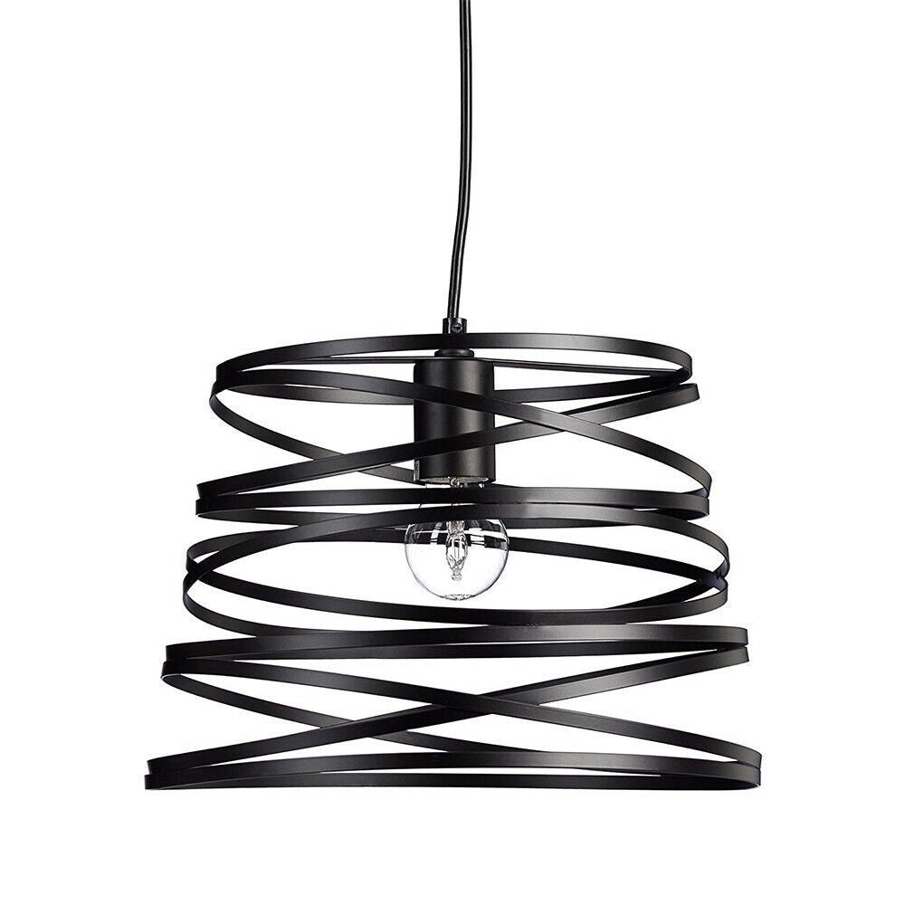 Trade Shop - Lampadario A Sospensione Moderno Con Paralume Metallo Vortice Traforato Nero A08 -