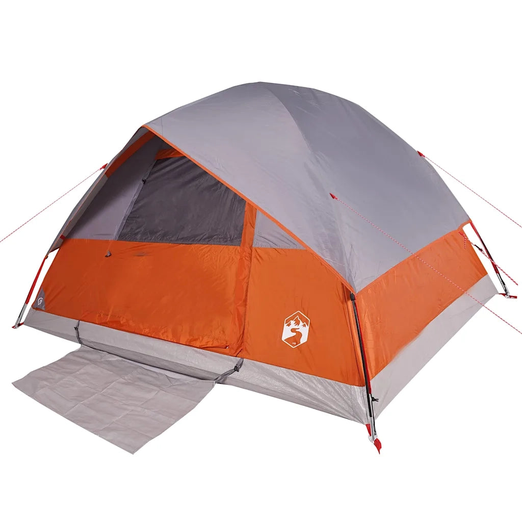 Tenda Familiare a Cupola 6 Persone Grigio e Arancione Impermeabile 94705