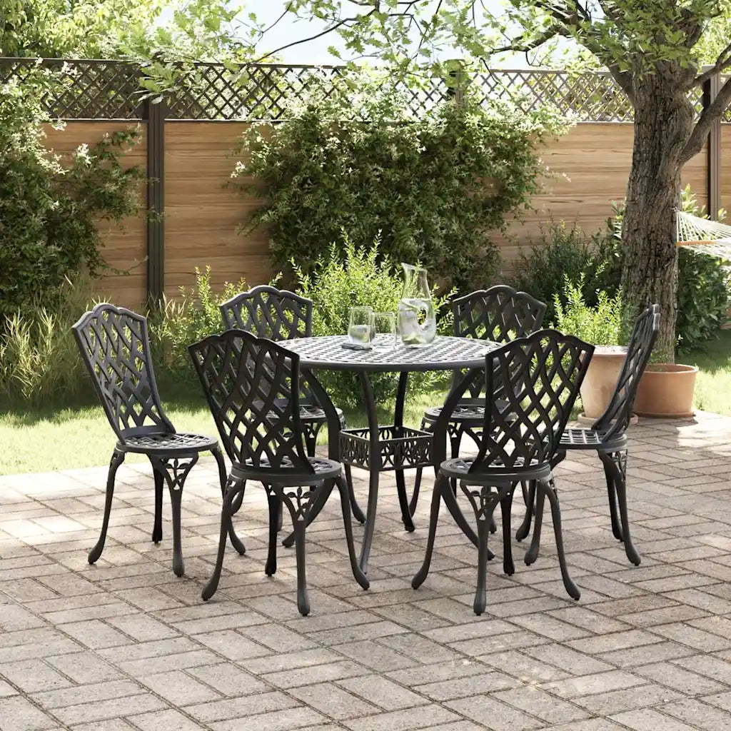 Set da Pranzo per Giardino 7 pcs Nero Alluminio 3334713