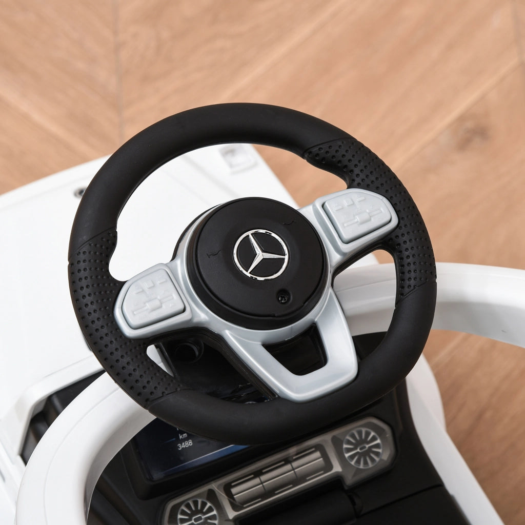EasyComfort Macchina a Spinta per Bambini 12-36 Mesi con Licenza Mercedes, Tettuccio e Maniglia di Spinta, 85.5x40.5x95 cm, Bianco