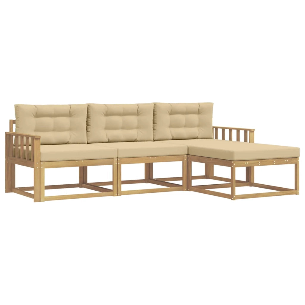 Set di divani da esterno 4 pcs Bianco e Beige Poliestere 3386267