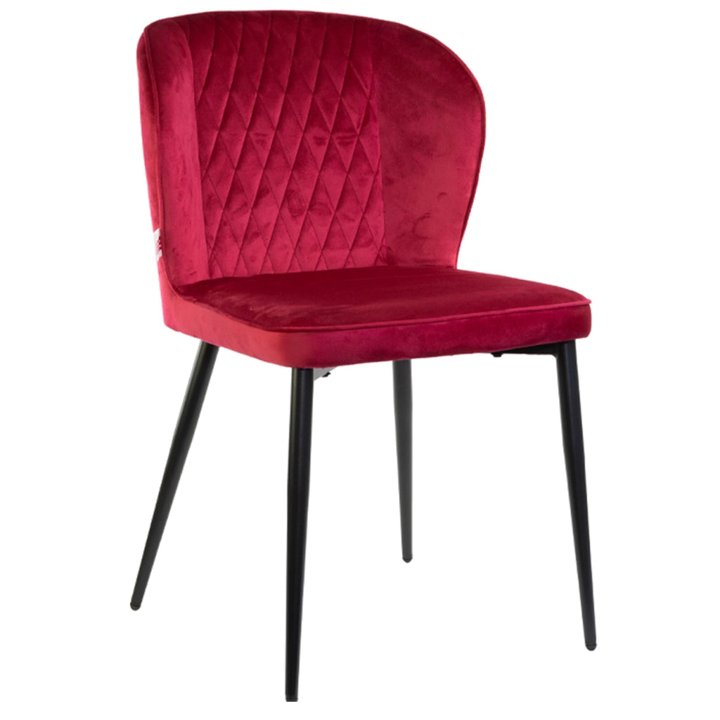 Marvin Sedia in Velluto Rosso PARIGI con Struttura in Metallo e Seduta Imbottita, Poltroncina di Design Moderno  1 Sedia