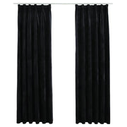 Tende Oscuranti | Tende Blackout con Ganci 2 pz Nere in Velluto 140x225 cm