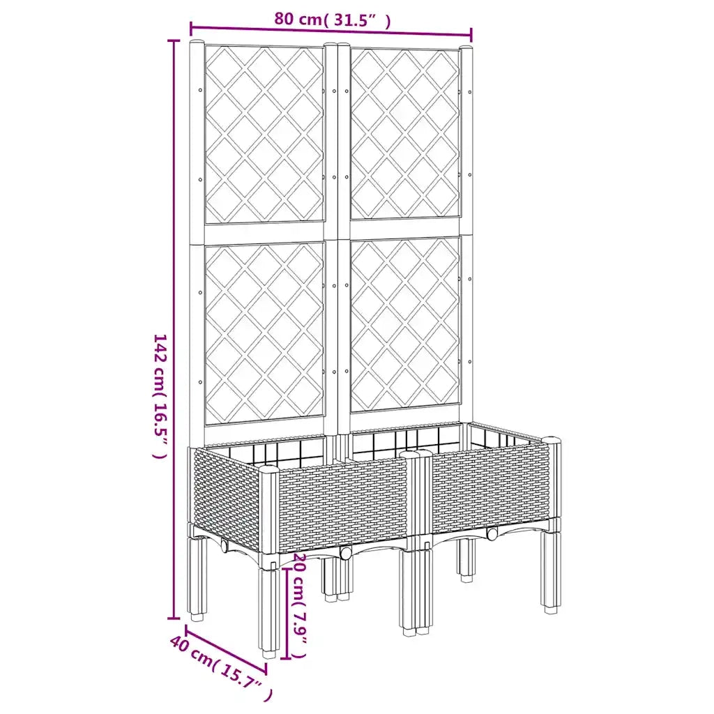 Fioriera | Cassetta per fiori | Vaso Giardino con Traliccio Grigio Blu 80x40x142 cm PP