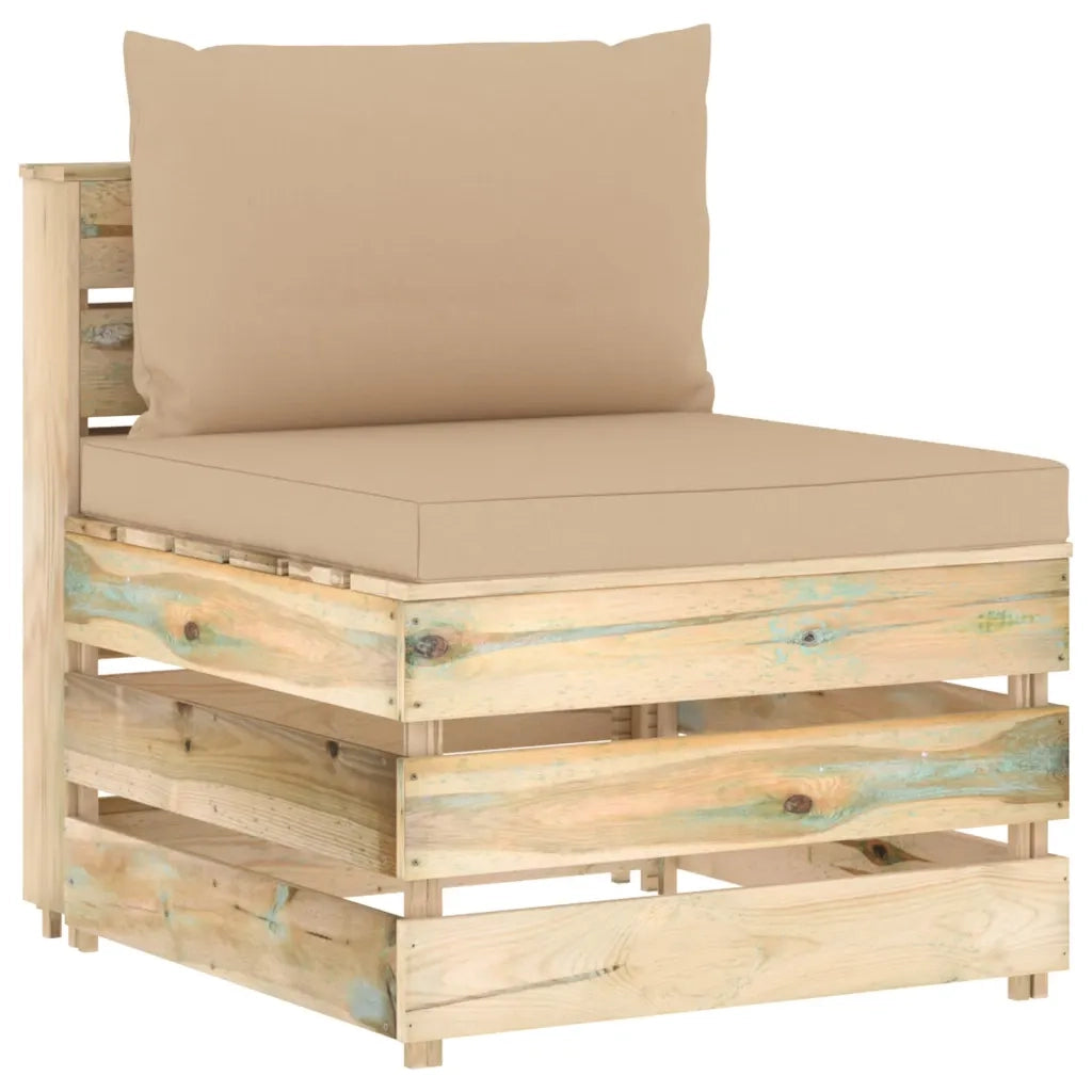 Divano Centrale Modulare con Cuscini in Legno Impregnato Verdecod mxl 120689
