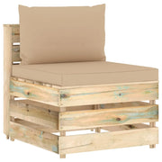 Divano Centrale Modulare con Cuscini in Legno Impregnato Verdecod mxl 120689