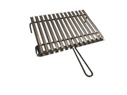 Graticola in acciaio inox, griglia per barbecue con sistema recupera grassi con piedini in ferro 50x35 cm