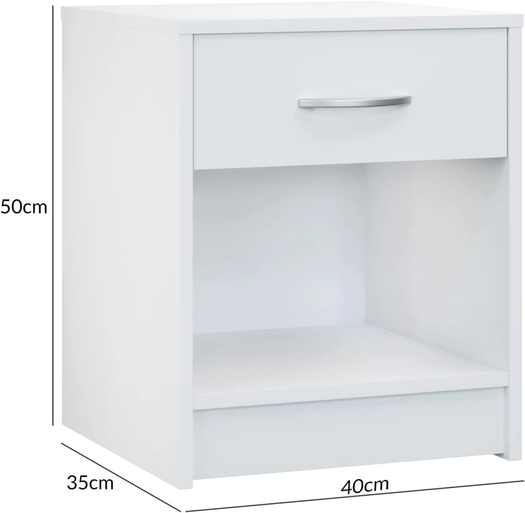 ® 2x Comodino Camera da Letto 50x40x35cm Comodini con Cassetto Ripiano Tavolino da Notte Comò da Letto Comodini Tavolino con Cassetto Bianco