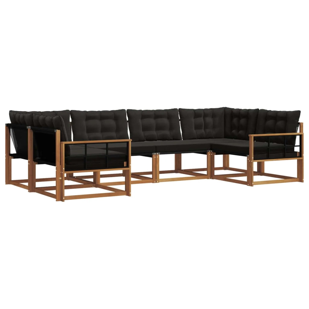 Set di divani da esterno con cuscino 6 pcs Naturale e Nero 3369799