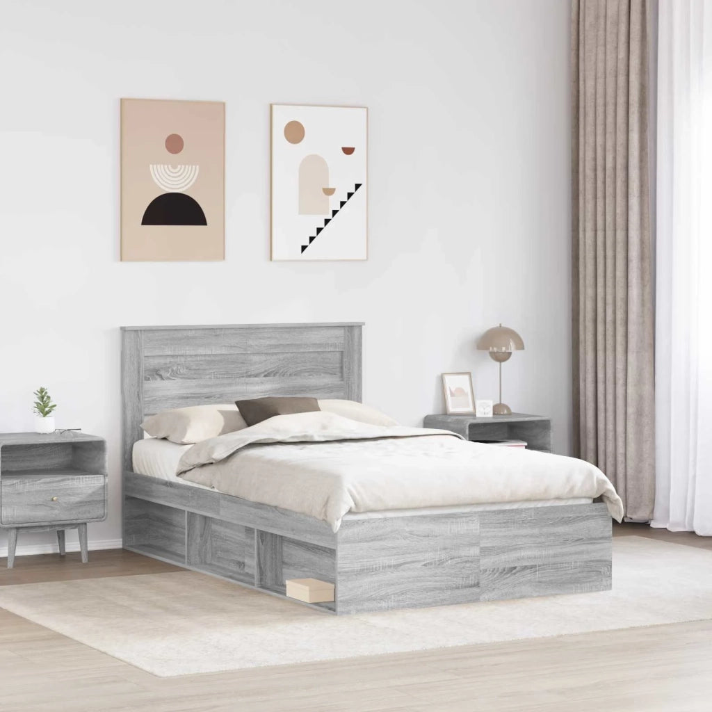 Struttura del letto Grigio Sonoma 120 x 200 cm Pino massello 3409788