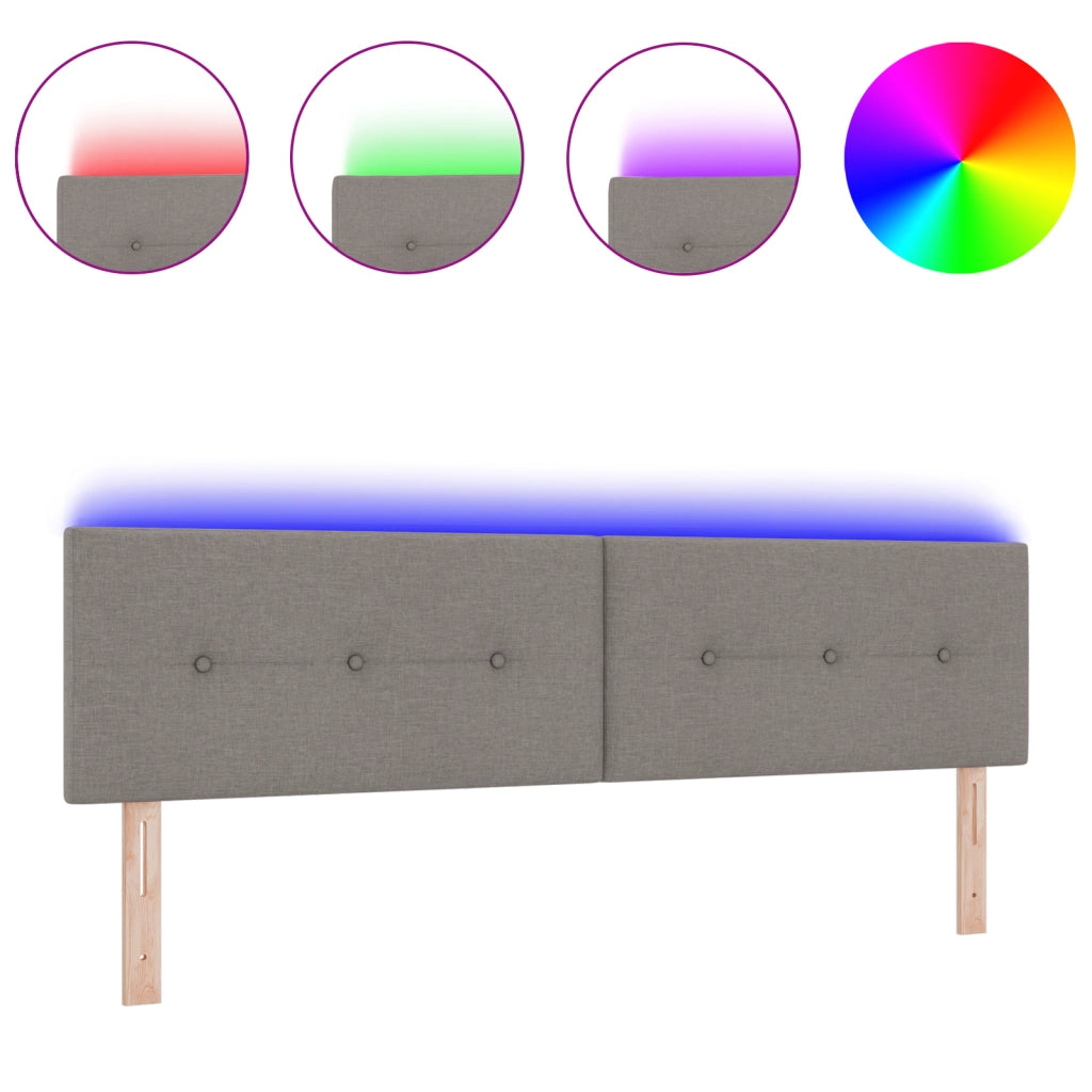 Testiera LED  con bottoni trapuntati tortora 90 cm in tessuto