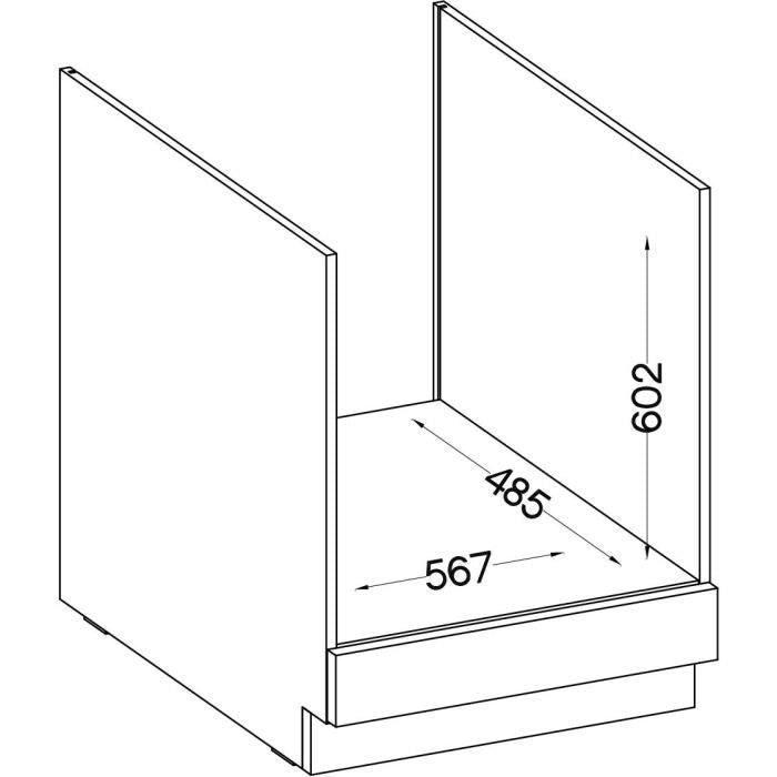 Base per forno incasso con piano di lavoro - Grigio opaco - L 60 x P 51,6 x H 85 cm - LASSEN