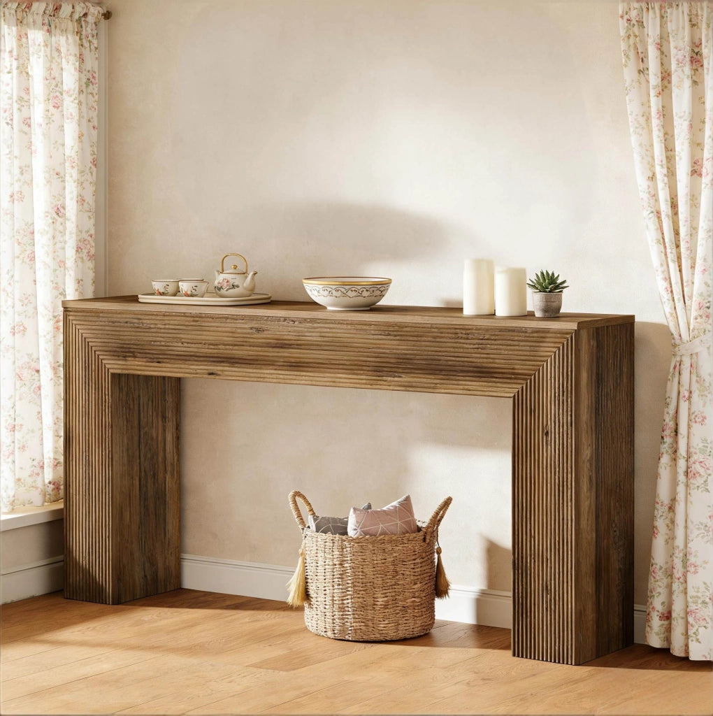 Tavolo consolle 160x30 cm in MDF marrone rustico HOMVRA