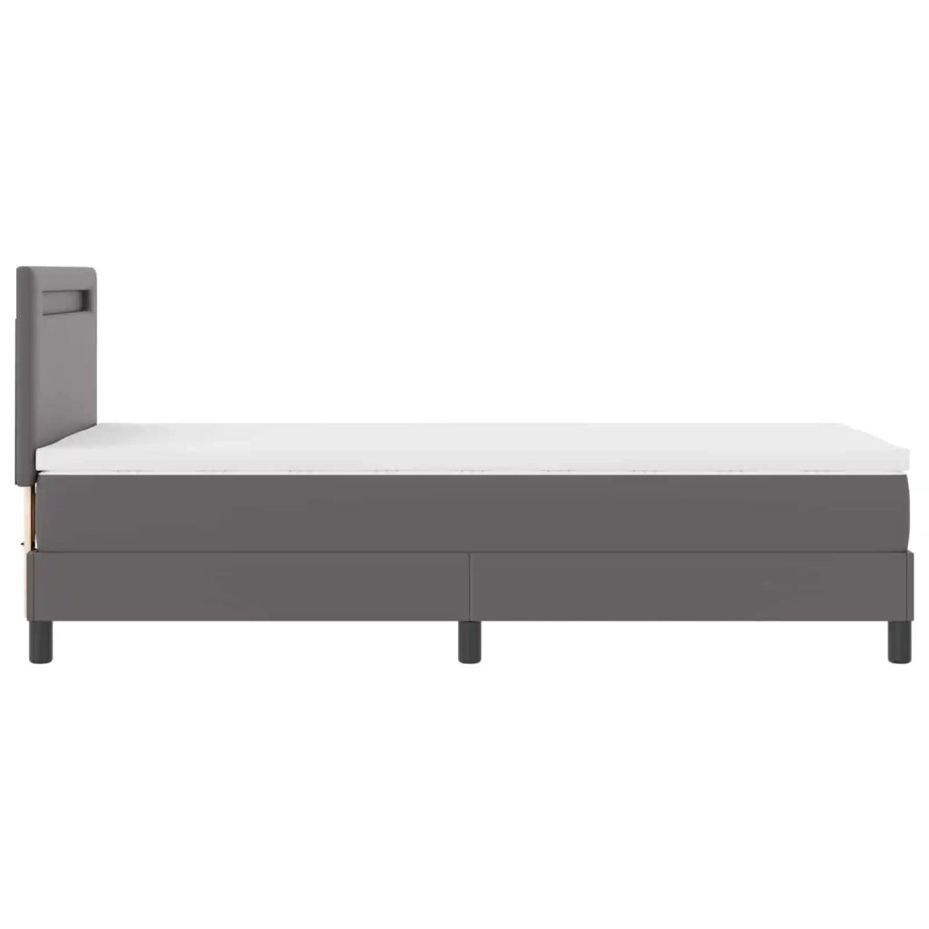 Letto a molle con materasso Grigio 100 x 200 cm Pelle sintetica 3339038