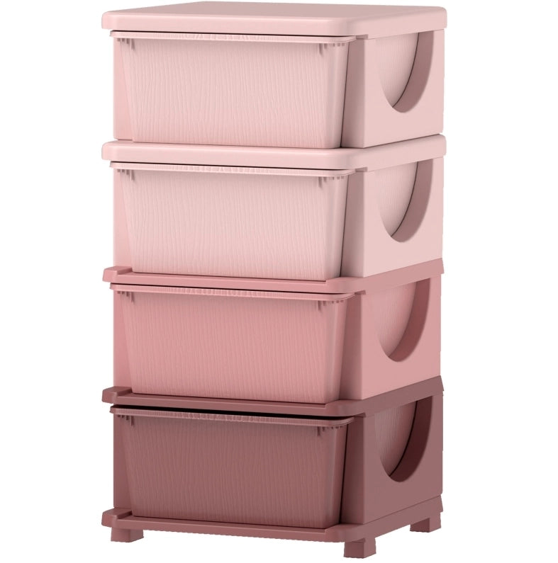 mobile contenitore per bambini 37x37x76 cm rosa – 4 cassetti, senza montaggio