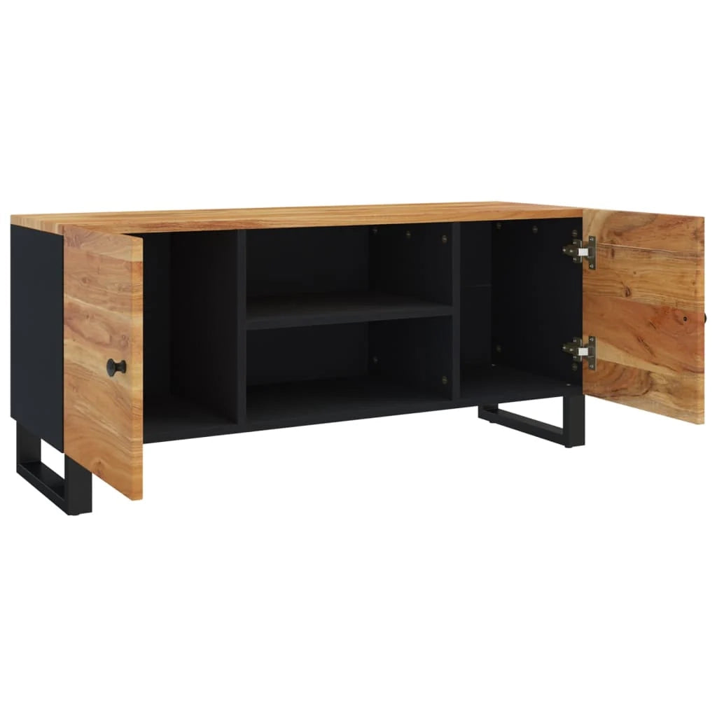 Mobile TV multimediale scaffale per televisione televisione buffet sala da pranzo soggiorno camera da letto 105 x 33 x 46 cm legno massello di acacia nero 02_0025667