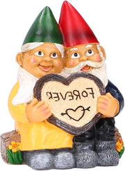Paio di Gnomi innamorati di Statua a Cuore per Esterni Giardino Patio Decorazioni