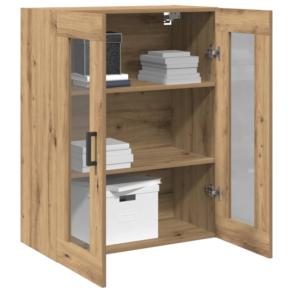 Armadio a Muro con Porte in Vetro Rovere Artigianale 69.5x34x90 cm