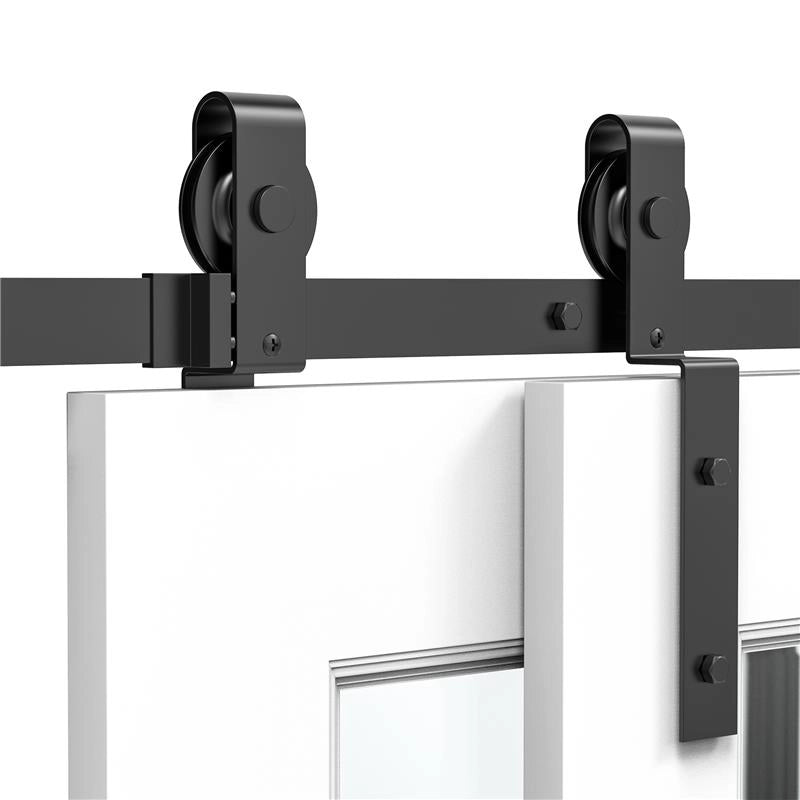 KIT PORTA SCORREVOLE IN ACCIAIO CON BINARIO, RULLI, FERMI, GUIDE, BULLONI E VITI, 200X0.6X4 CM, NERO