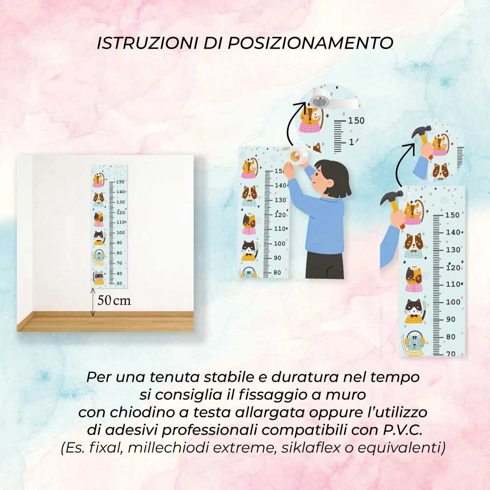 Metro Parete Misura Crescita Bambini in PVC 36x120 Cm Righello Grafico Altezza Muro Bimbi DIS_E