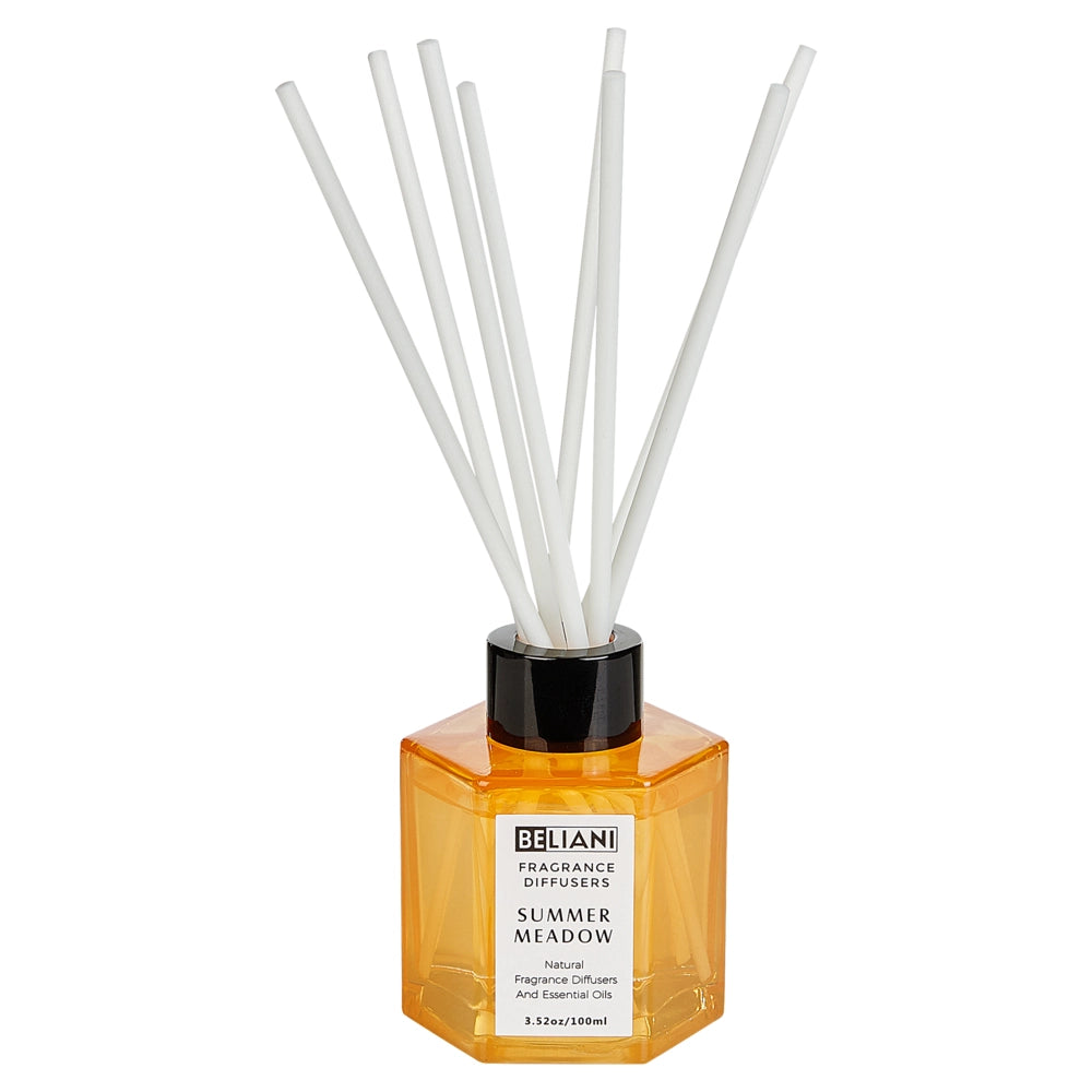 Set candela profumata in cera di soia 100% e diffusore con bastoncini, stoppino di cotone, vetro profumo fresco prato estivo