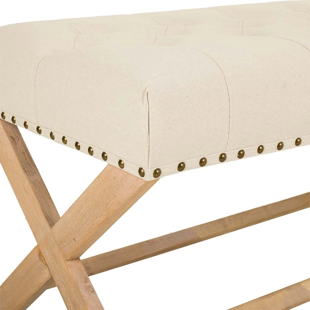 Sgabello imbottita in legno panna 130x46x45h